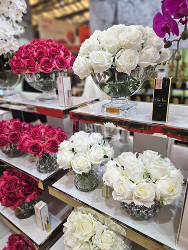 Luxury Centrepiece 37 Rose Bud Bouquet - Gold Badge - Ivory White - CPRB11 (Carton of 1)